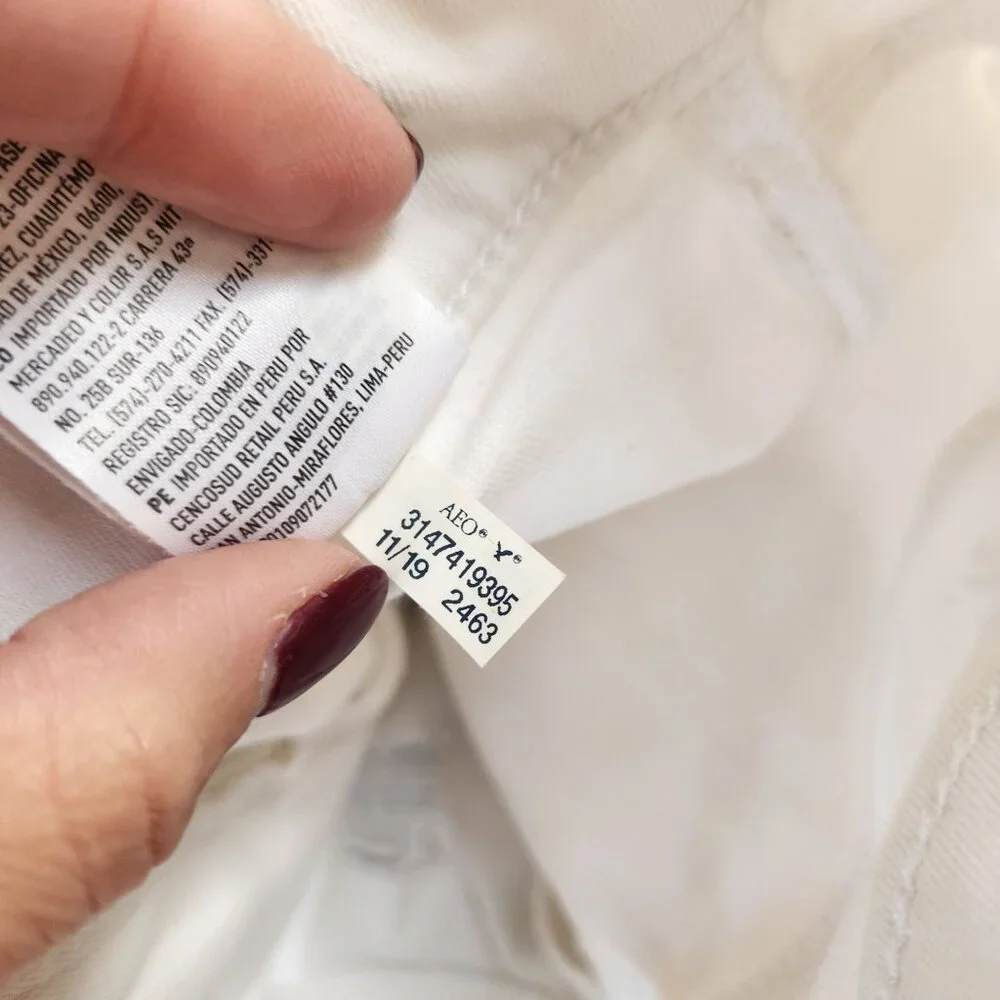 American Eagle Jeggings Distressed White Skinny Jeans Stretch Denim Women's 4 - Picture 10 of 10
